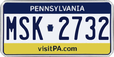 PA license plate MSK2732