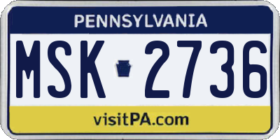 PA license plate MSK2736