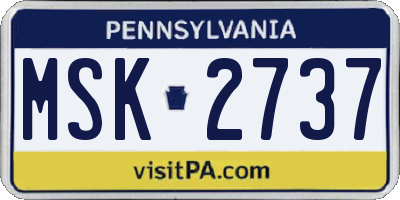 PA license plate MSK2737