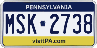 PA license plate MSK2738