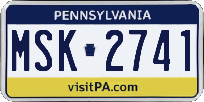 PA license plate MSK2741