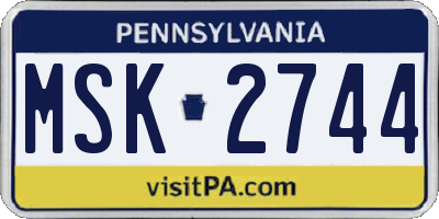 PA license plate MSK2744