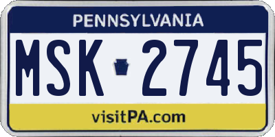 PA license plate MSK2745