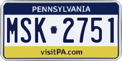 PA license plate MSK2751