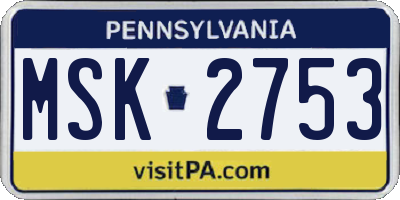 PA license plate MSK2753