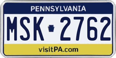 PA license plate MSK2762