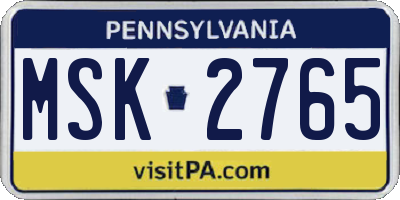 PA license plate MSK2765