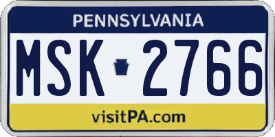 PA license plate MSK2766