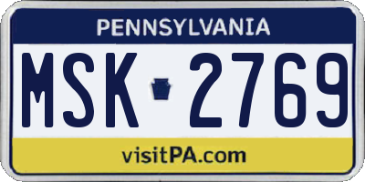 PA license plate MSK2769