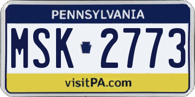PA license plate MSK2773