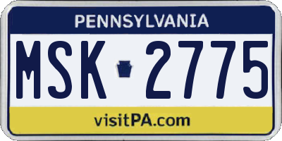 PA license plate MSK2775