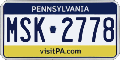 PA license plate MSK2778