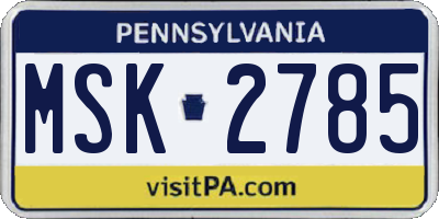 PA license plate MSK2785
