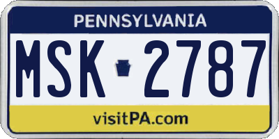 PA license plate MSK2787