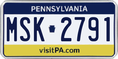 PA license plate MSK2791