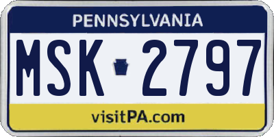 PA license plate MSK2797
