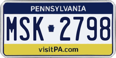 PA license plate MSK2798