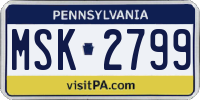 PA license plate MSK2799