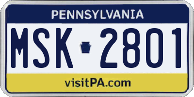 PA license plate MSK2801