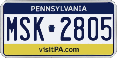 PA license plate MSK2805
