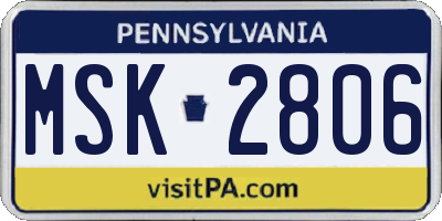 PA license plate MSK2806