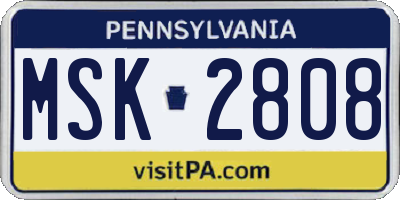 PA license plate MSK2808
