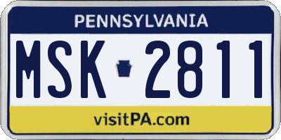 PA license plate MSK2811