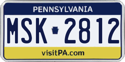 PA license plate MSK2812
