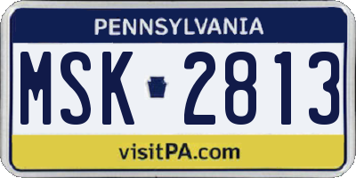 PA license plate MSK2813