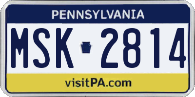 PA license plate MSK2814