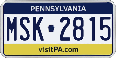 PA license plate MSK2815