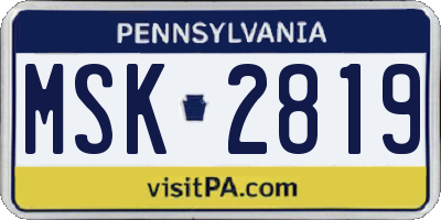 PA license plate MSK2819
