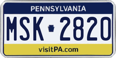 PA license plate MSK2820