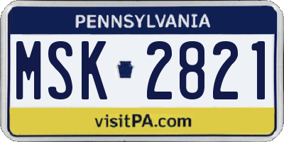 PA license plate MSK2821