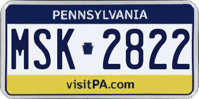 PA license plate MSK2822