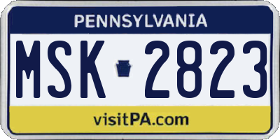PA license plate MSK2823