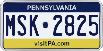 PA license plate MSK2825