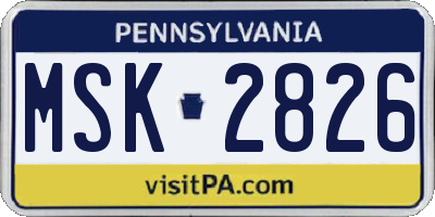 PA license plate MSK2826