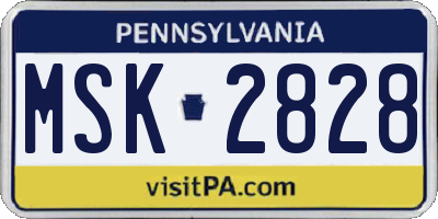 PA license plate MSK2828