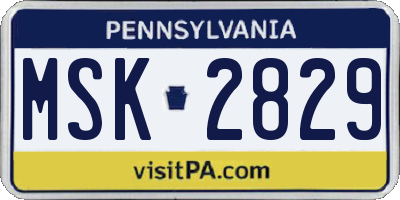 PA license plate MSK2829
