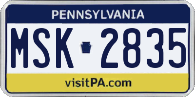 PA license plate MSK2835