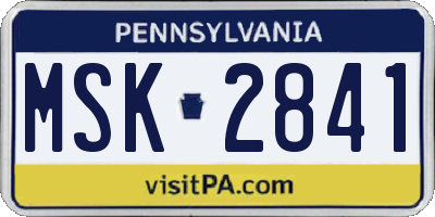 PA license plate MSK2841