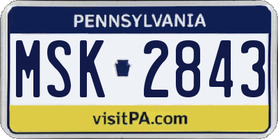 PA license plate MSK2843
