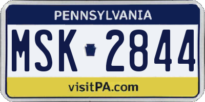 PA license plate MSK2844