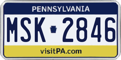PA license plate MSK2846