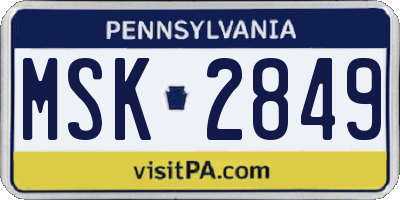 PA license plate MSK2849