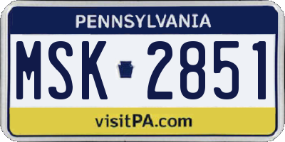 PA license plate MSK2851