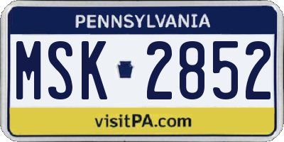 PA license plate MSK2852