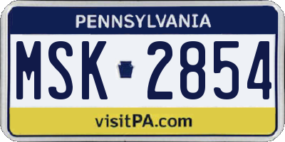 PA license plate MSK2854