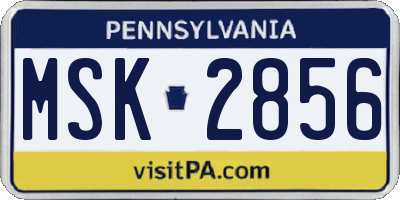 PA license plate MSK2856